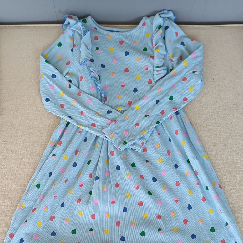 Mini Boden -Doris Ruffle Dress with Colorful Hearts